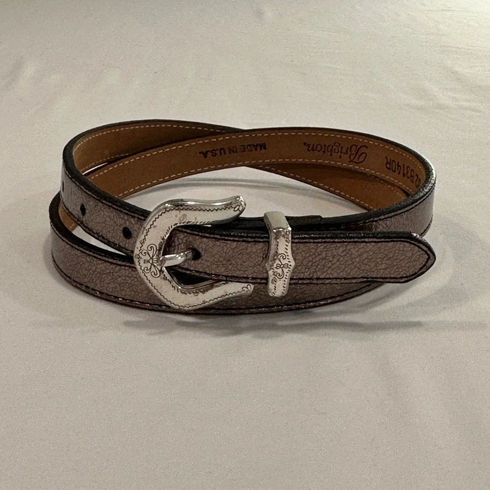 Brighton Vintage 1996 Western Skinny Belt Women‎ 32 Bronze Metallic Cowgirl Boho